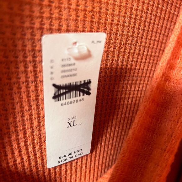 T.La x Anthropologie Sloan Mock Neck Waffle Thermal Tunic Top in Orange - Picture 7 of 7